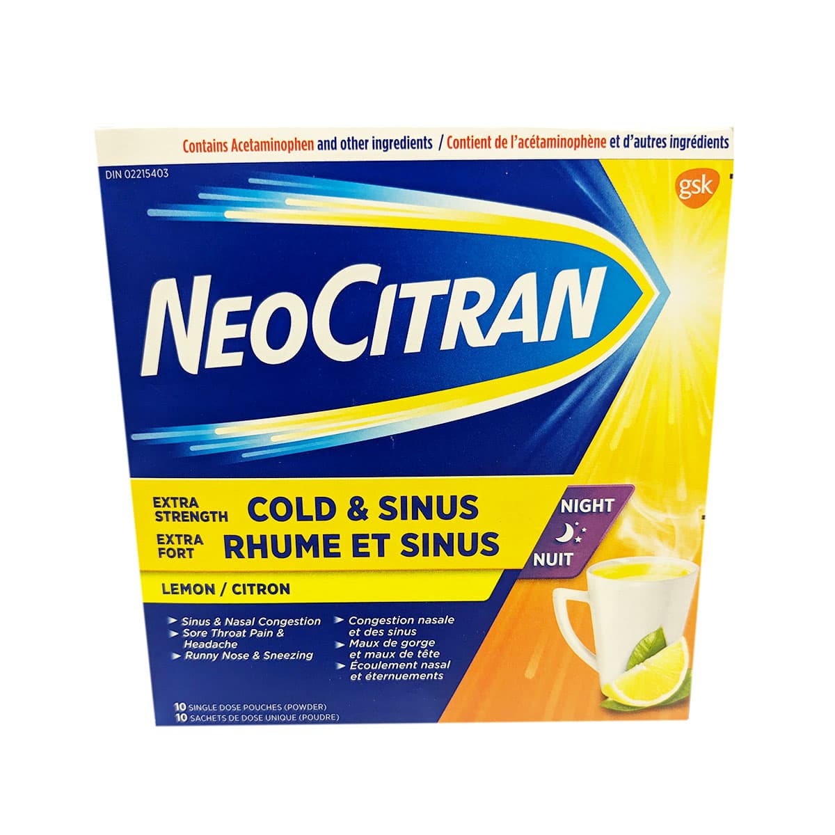 Neocitran cold&sinus x-strength lemon 10's