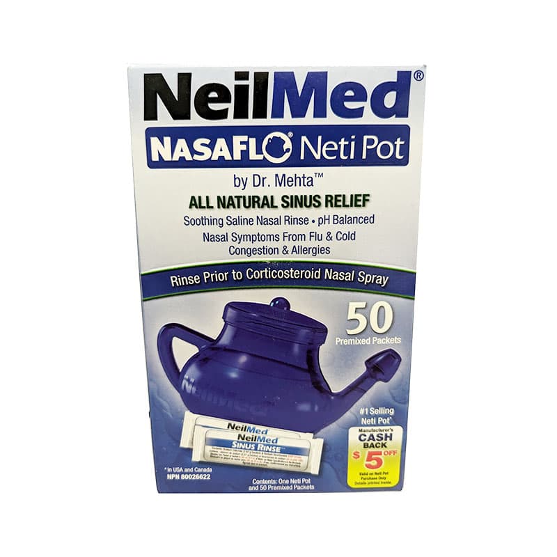 Neilmed nasaflo neti pot with 50 premixed packets 50's